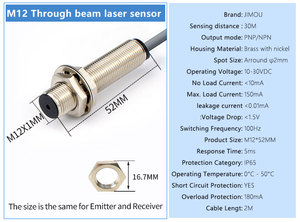 Luoshida แสงเลเซอร์ผ่านลำแสงโฟโตอิเล็กทริกเซ็นเซอร์แสงสีแดงที่มองเห็นได้20-30เมตรการตรวจจับ PNP NPN NO <span class=keywords><strong>NC</strong></span> - Product Image 6