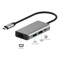 MARCH EXPO USB C HUB Station d'accueil 4 en 1 Type C Dock avec DEUX sorties vidéo VGA HDTV PD100W et USB-A pour ordinateur portable PC téléphone