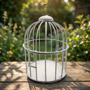 Smoke Stone <b>Metal</b> Iron Round Hanging Small Birdcages - Indian Home Crafts - Product Image 2