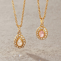 Kalung Liontin Batu Oval Vintage SongYi untuk Wanita, Rantai Tautan Mungil Berhiaskan Kristal Berkilau, Perhiasan Fashion