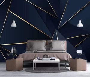 Hermoso papel de pared personalizado con estilo líneas abstractas azules - Product Image 4