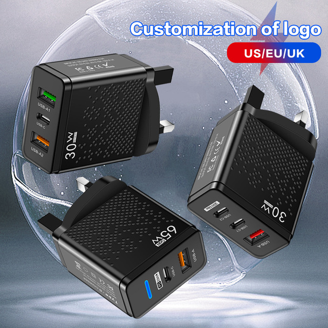 New Arrival 65W GAN Charger USB Phone Fast Charger for IPhone USB C PD3.0 Super Fast Charge Tablet USB Auto Quick Charger