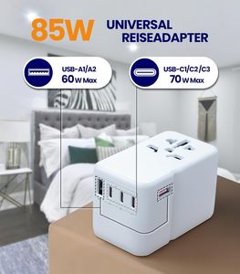 Adaptateur de voyage universel 3 prises Chargeur rapide Adaptateur de <span class=keywords><strong>prise</strong></span> internationale pour l'Europe, les États-Unis, le Royaume-Uni, l'Australie Type-C GAi 100-240V - Product Image 2