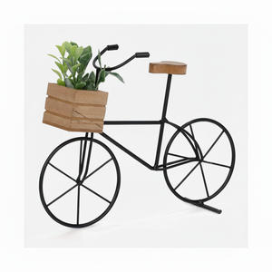 Esta maceta decorativa de metal para bicicleta, forma de ciclo, uso de Color negro para pieza central, maceta elegante para decoración de jardín y hogar - Product Image 1
