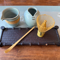 Ensemble de fouets à matcha en gros avec logo personnalisé, fouet en bambou foncé de qualité cérémonielle japonaise et cuillères en bambou