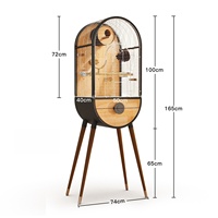 Cage à oiseaux triangulaire de luxe moderne en bois massif naturel et acier inoxydable de haute qualité, écologique, double cage, facile à nettoyer