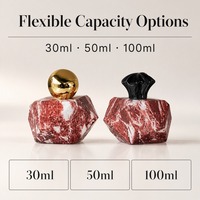 Flacon de parfum de luxe en verre facetté 30ml 50ml 100ml, sérigraphie mate, marquage à chaud, filetage 15mm à sertir