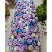 Decoración de Boda, Camino de Flores Artificiales Púrpuras de Alta Densidad para el Pasillo Nupcial con Hortensias Violetas Tridimensionales