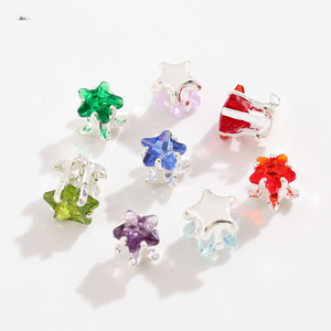 Base Plateada <span class=keywords><strong>de</strong></span> Cinco <span class=keywords><strong>Puntas</strong></span> con Incrustaciones <span class=keywords><strong>de</strong></span> Cristal <span class=keywords><strong>de</strong></span> Circonio y Diamantes <span class=keywords><strong>de</strong></span> Colores - Product Image 1