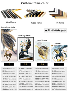Cuadro Moderno Personalizado de 6 Paneles <span class=keywords><strong>con</strong></span> Paisaje Nocturno del Templo Dorado en Acuarela, Impresión en Lienzo Estirado, Decoración para Sala de Estar - Product Image 4