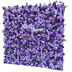 L70 Best-seller Soie Faux Rose Lilas Floral Mat Roll up Cloth Purple Flower Wall Backdrop for Wedding Stage Party Event Decor - Product Image 2