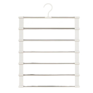 Stainless Steel Trouser Hanger <b>Clip</b> Multi Layer Foldable Wardrobe Storage Rack White <b>Hook</b> Type - Product Image 5
