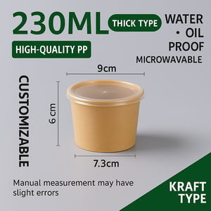 Gobelet en papier kraft boîte d'emballage jetable épaissie boîte à emporter de soupe étanche de qualité alimentaire ronde avec couvercle bol en papier boîte à lunch - Product Image 4