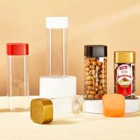 Wadah Plastik PET Persegi Food Grade Dengan Tutup Kedap Udara untuk Kemasan Bunga Kering, Teh, Kacang, Biskuit, dan Camilan