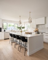 Vermonhouzz - Cuisine modulaire professionnelle tout-en-un avec îlot central - Armoires de cuisine modernes minimalistes blanches