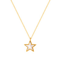 Collier en acier inoxydable étanche avec pendentifs en forme de coquille dorée et blanche, carrée, cœur, étoile, goutte d'eau et croix