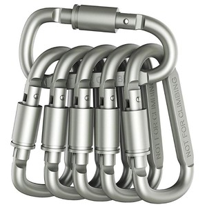 Aluminum Alloy Carabiner 8Cm D Type With Lock Not For Climbing Backpack <b>Hook</b> Water Bottle <b>Clip</b> - Product Image 4