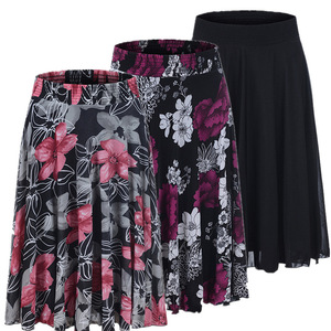 Jupe mère Taille élastique Jupe moyenne Grande taille carrée Danse Jupe plissée à grand ourlet - Product Image 1