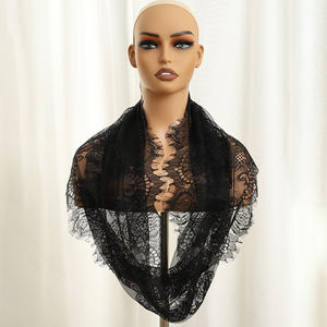 Cape de mariée blanche pour dames dames châle en dentelle écharpes musulman Hijab voile d'église mantilles catholiques en polyester - Product Image 3