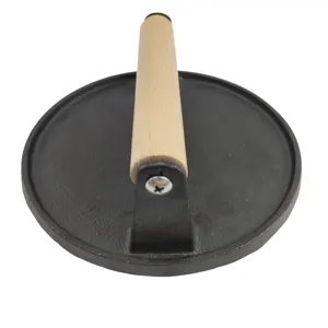 Kitchen Accessories Frying Pan Set Non Stick Frying Pan For BBQ Non Stick Grill Press Heat Proof Wooden Handle Burger Press