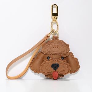 Colgante de cuero Zenos con diseño de perro caniche y oso de peluche, hecho a mano de primera calidad, con mosquetón, llavero y artesanía coleccionable para bolsos, cosido a mano - Product Image 4
