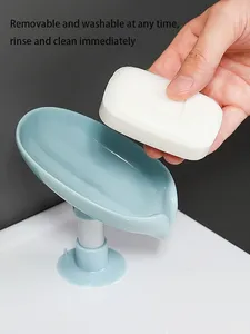 Creative Leaf-Shaped Soap Dish No Punching Standing Suction Cup No Water Accumulation Soap Rack Laundry Soap Box - Product Image 4
