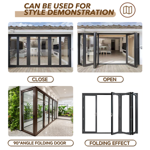 Puerta Plegable Moderna <span class=keywords><strong>de</strong></span> <span class=keywords><strong>Aluminio</strong></span> <span class=keywords><strong>y</strong></span> Vidrio para Exteriores, Impermeable, con Gran Ventilación, para Apartamentos, Dormitorios, Baños, Entradas, Villas <span class=keywords><strong>y</strong></span> Hoteles - Product Image 4