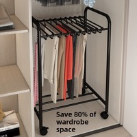 Porte-pantalons mobile robuste avec roulettes, support de rangement autoportant pour jeans, gain de place pour l'organisation de la garde-robe à domicile