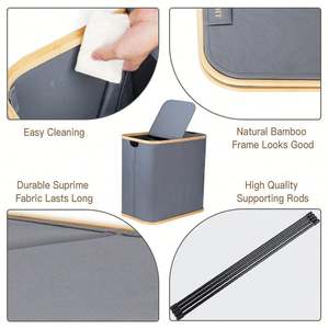 Cesto de Ropa Plegable Doble Grande de 92L con Bolsas Desmontables y Tapa, Diseño Plegable y Desmontable Conveniente para un Fácil Almacenamiento - Product Image 6