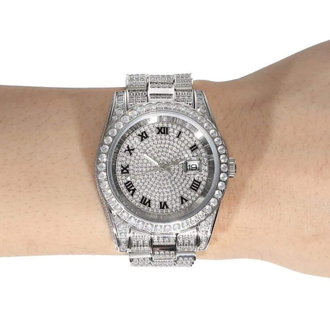 Starsgem hiphop perhiasan Montre hip hop diamant Wanita Pria iced out berlian vvs moissanite jam tangan