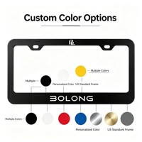 BOLONG Article populaire Cadre de plaque d'immatriculation en plastique ABS standard américain Logo personnalisé Noir Support de plaque d'immatriculation américaine Accessoires de véhicule
