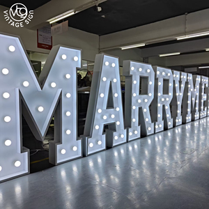 Lettres lumineuses sur mesure, enseigne lumineuse à ampoules pour proposition de mariage, anniversaire, décoration de magasin - Product Image 2