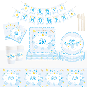 ชุดอุปกรณ์ตกแต่งงานเลี้ยงเปิดเผยเพศลูกน้อย DAMAI สำหรับทีมเด็กชาย จานกระดาษ ผ้าเช็ดปาก ของใช้บนโต๊ะอาหารแบบใช้แล้วทิ้งสำหรับงานเลี้ยงฉลองทารก สำหรับแขก 8 ท่าน - Product Image 2