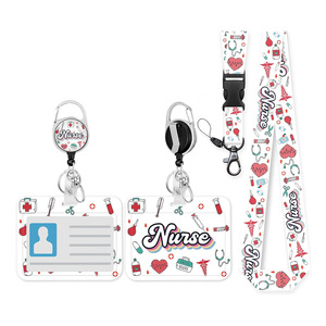 Easy-pull buckle, horizontal card <b>holder</b>, UV printed webbing, lanyard, Nurses' Day gift, syringe, medical staff name tag, <b>ID</b> - Product Image 1