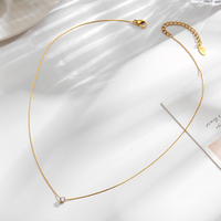 Kalung korea elegan baja tahan karat dengan liontin, Kalung berlian Lab emas padat 14K untuk wanita anak perempuan