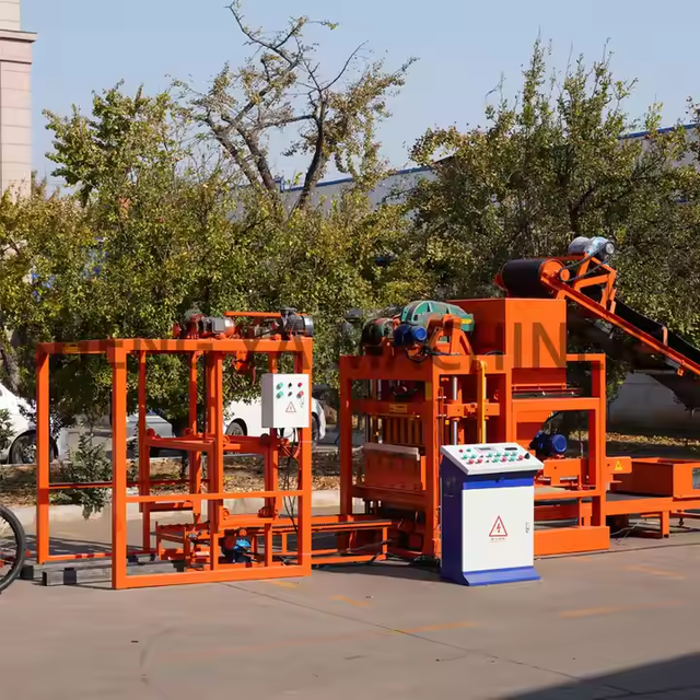 QTJ4-25 Fully Automatic PLC & Engine Hollow Block Making Machine Brick Production Line