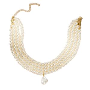 Gargantilla nupcial para mujer, collar tradicional de perlas multicapa Simple para fiesta de boda - Product Image 1