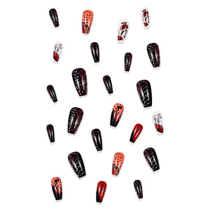 Uñas Postizas Pre-Diseñadas con Degradado Negro y <span class=keywords><strong>Rojo</strong></span> Francés, Material ABS Removible - Product Image 4