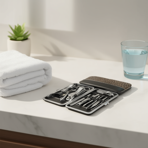 Kit de manucure Myrva 12 pièces en acier inoxydable, style classique, pour adultes, avec étui - Product Image 2