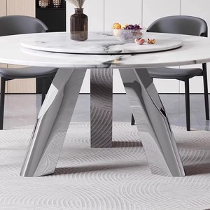 Cao cấp Kim Loại chân thiêu kết đá bàn ăn thiết lập hình chữ nhật dài bảng nhà hàng bảng cho 8 người - Product Image 4