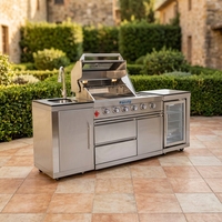 Barbecue à gaz et charbon de bois avec fumoir, design rotatif, hauteur réglable, pour pique-nique en extérieur, avec brûleur latéral