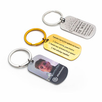 Porte-clés en acier inoxydable personnalisé avec logo, vierge, pour gravure laser, cadeau promotionnel sur mesure, vente en gros