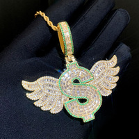 Collier pendentif style punk avec signe dollar et motif aile pour bijoux masculins