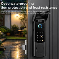TUYATTL Wasserdichtes Aluminium-Türschloss mit Gesichtserkennung, Fingerabdruck, Passwort, Kartenleser & WLAN Tuya App Zugangskontrolle