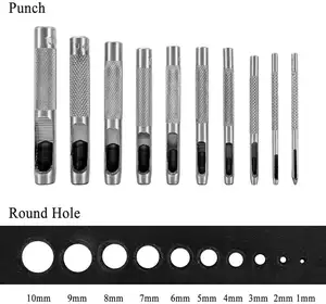 Nouveau 13pc métallique creuse Cuir Punch Set Poinçons Professionnel Bois Plastique Joint