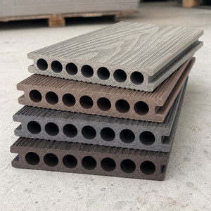 Planche de terrasse WPC à grain de bois 3D en relief, extérieure, imperméable, à emboîtement, surface lisse, double verrouillage, rainuré et langueté - Product Image 2