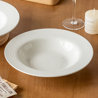 Assiettes à dîner blanches personnalisées de luxe élégantes de haute qualité, vaisselle de restaurant, service d'assiettes en céramique pour les fêtes, utilisation à domicile, bol à soupe