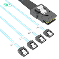 Cable SKS Mini SAS SFF-8087 a 4x SATA de 12 Gbps, 0.5m, 0.8m, 1m, Cable de Datos de Cableado Recto con Señal Completa para Servidor RAID HBA