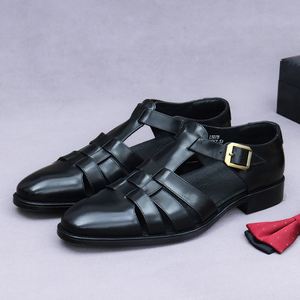 Sandalias ASTON M.JAZZ para Todas las Estaciones, Diseño Abierto, Parte Superior de Cuero Genuino, Transpirables, Cierre de Velcro, Diseño de Patchwork - Product Image 5