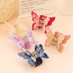 Pinza de Pelo de Acetato de Doble Capa Estilo Francés <span class=keywords><strong>Popular</strong></span> YJL, Pinza de Pelo de Mariposa Personalizada, Exquisita, Romántica y Elegante para Niñas - Product Image 1